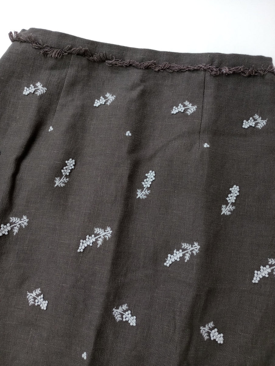新品 25SS  kijinokanosei キジノカノウセイ mimosa ミモザ リネン 麻 100％ ロング スカート グレー