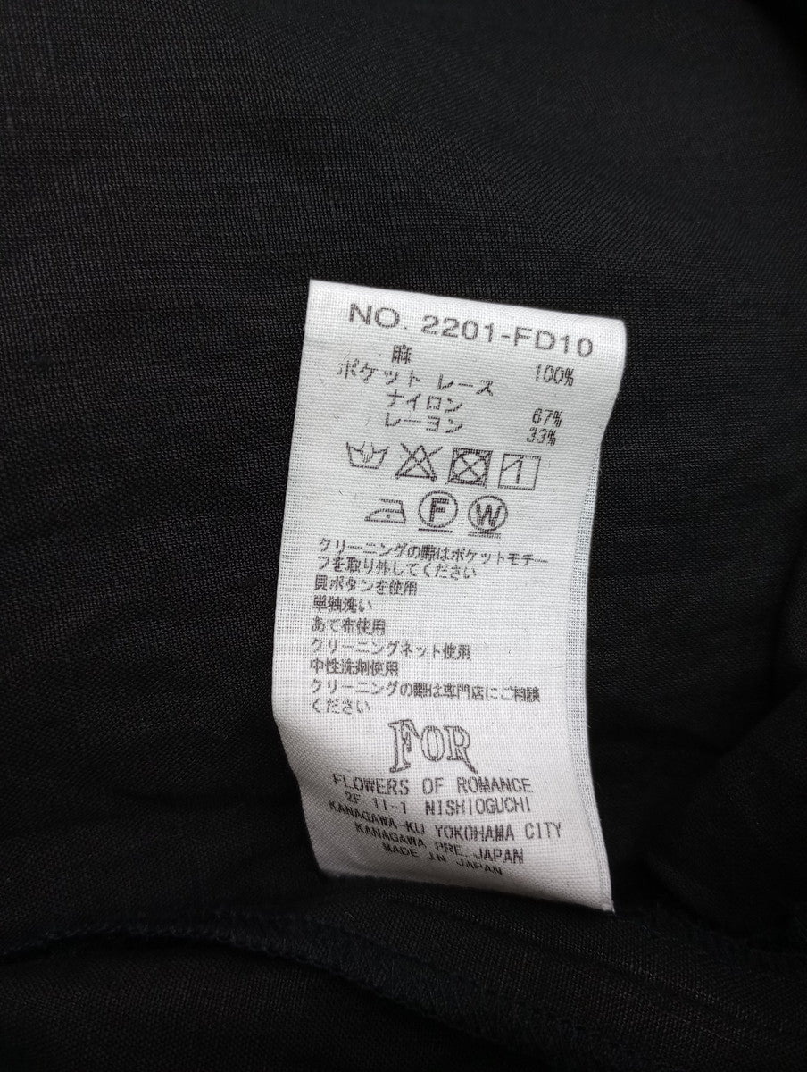 FOR Flowers of Romance  フォー フラワーズオブロマンス スキッパー  ロングドレス ワンピース リネン 麻 100％ 黒 ブラック 【中古】