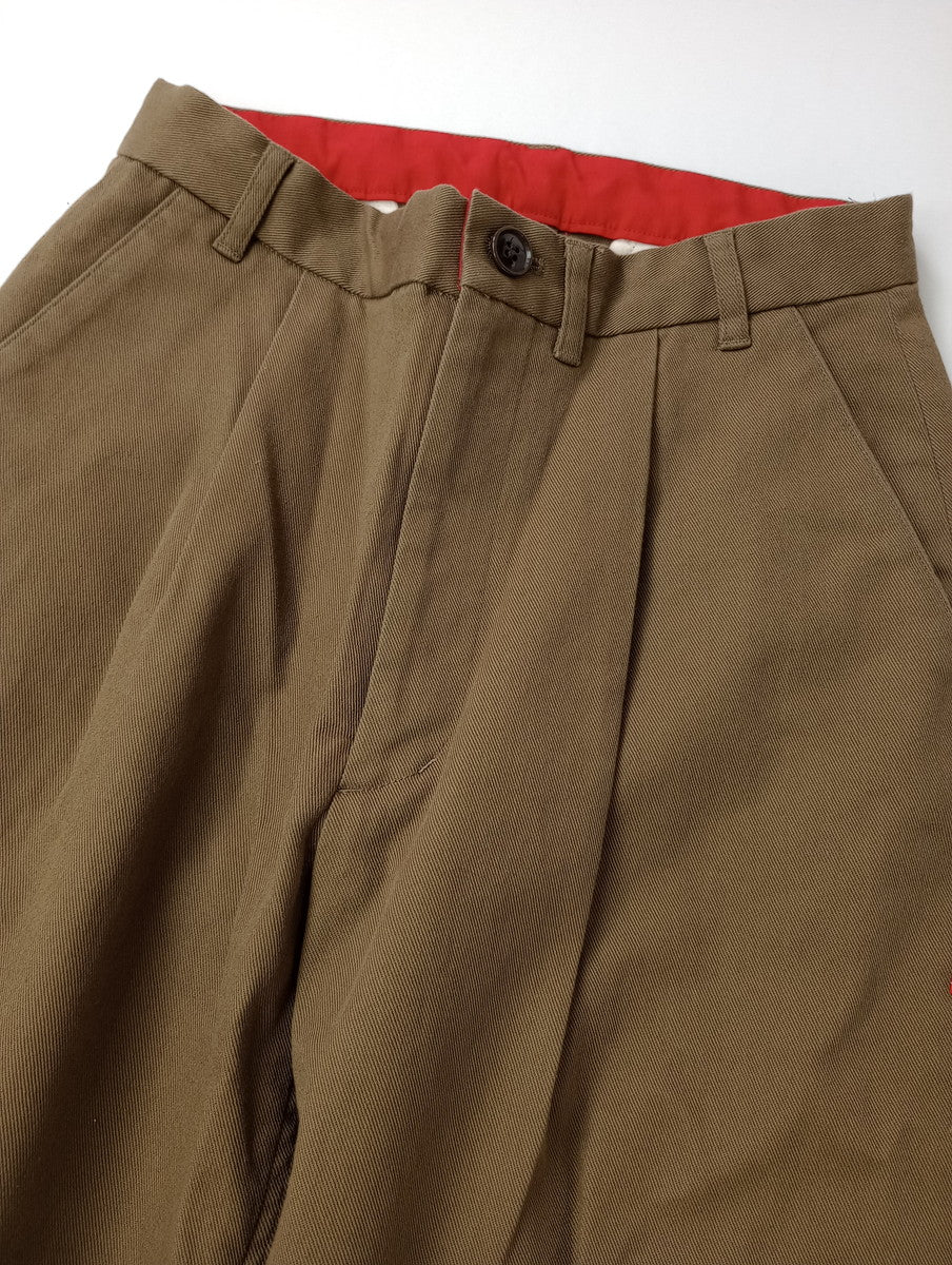 Permanent Age パーマネントエイジ コットン 綿 混 タックパンツ ブラウン  1  【中古】