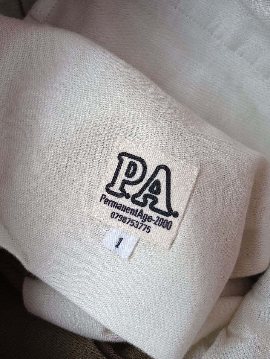 Permanent Age パーマネントエイジ コットン 綿 混 タックパンツ ブラウン  1  【中古】