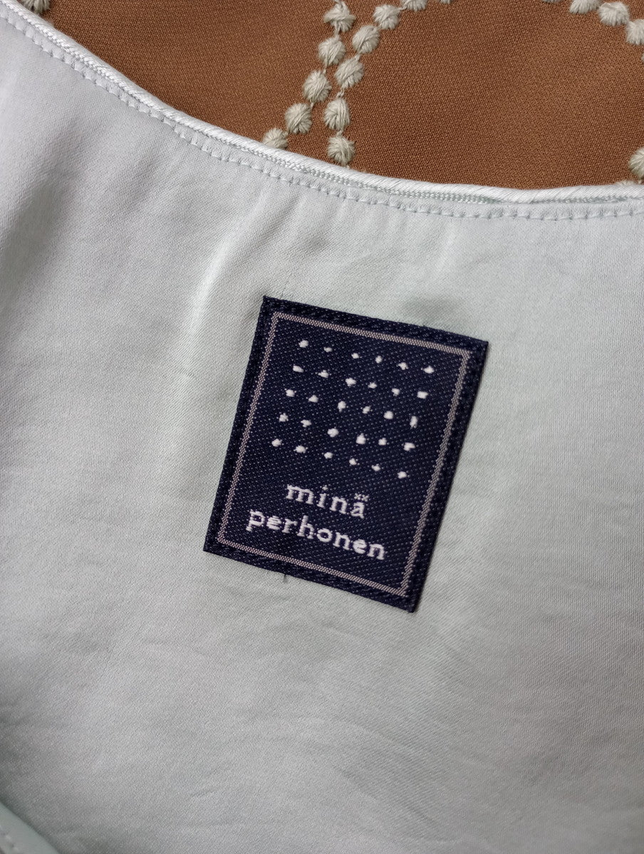 mina perhonen ミナペルホネン tambourine タンバリン シルク100％ ノースリーブ ワンピース ブラウン 【中古】