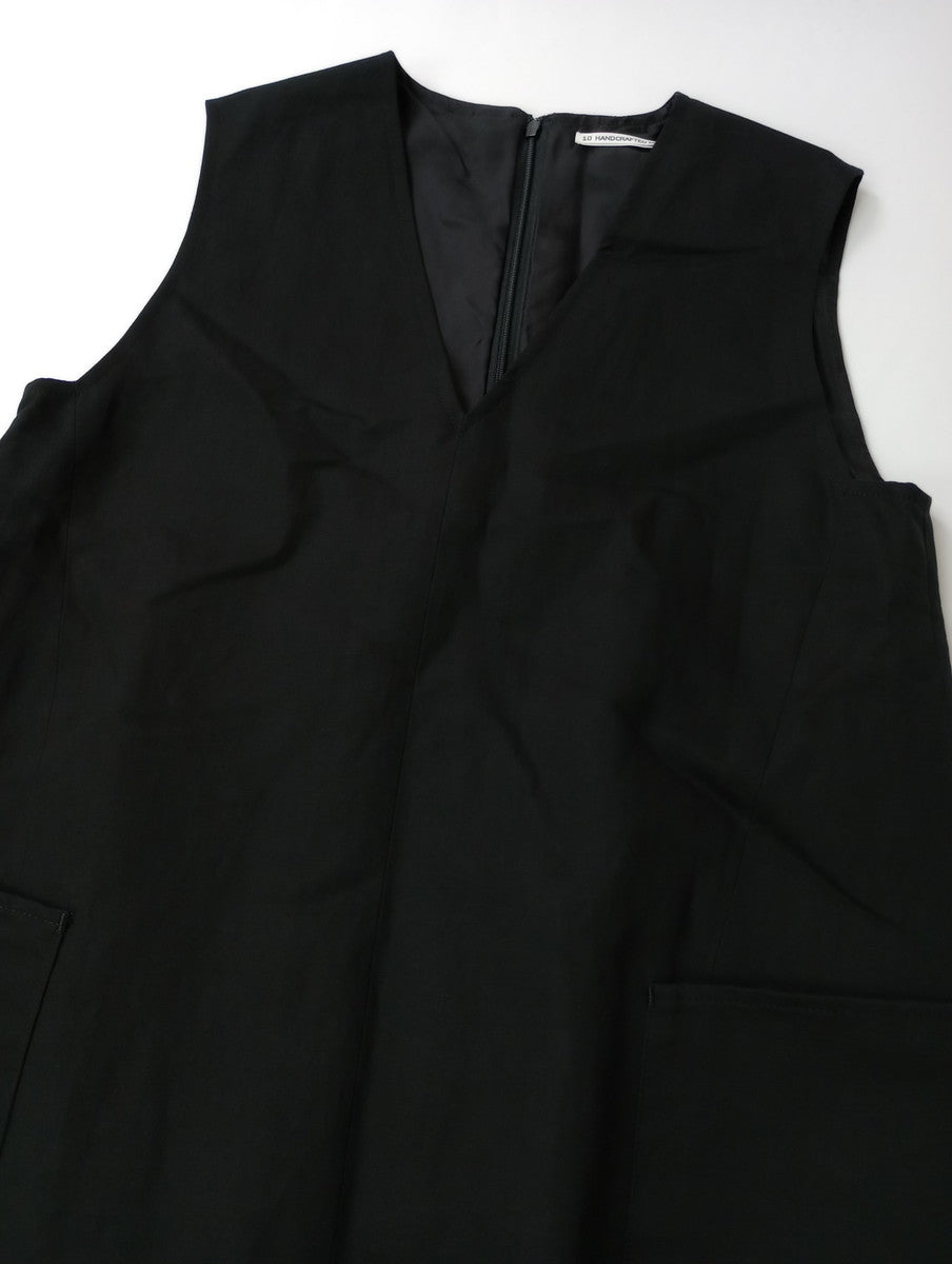 TENNE HANDCRAFTED MODERN テンハンドクラフテッドモダンリネン コットン ノースリーブ マーメイド ロング ドレス ワンピース 黒 ブラック 【中古】