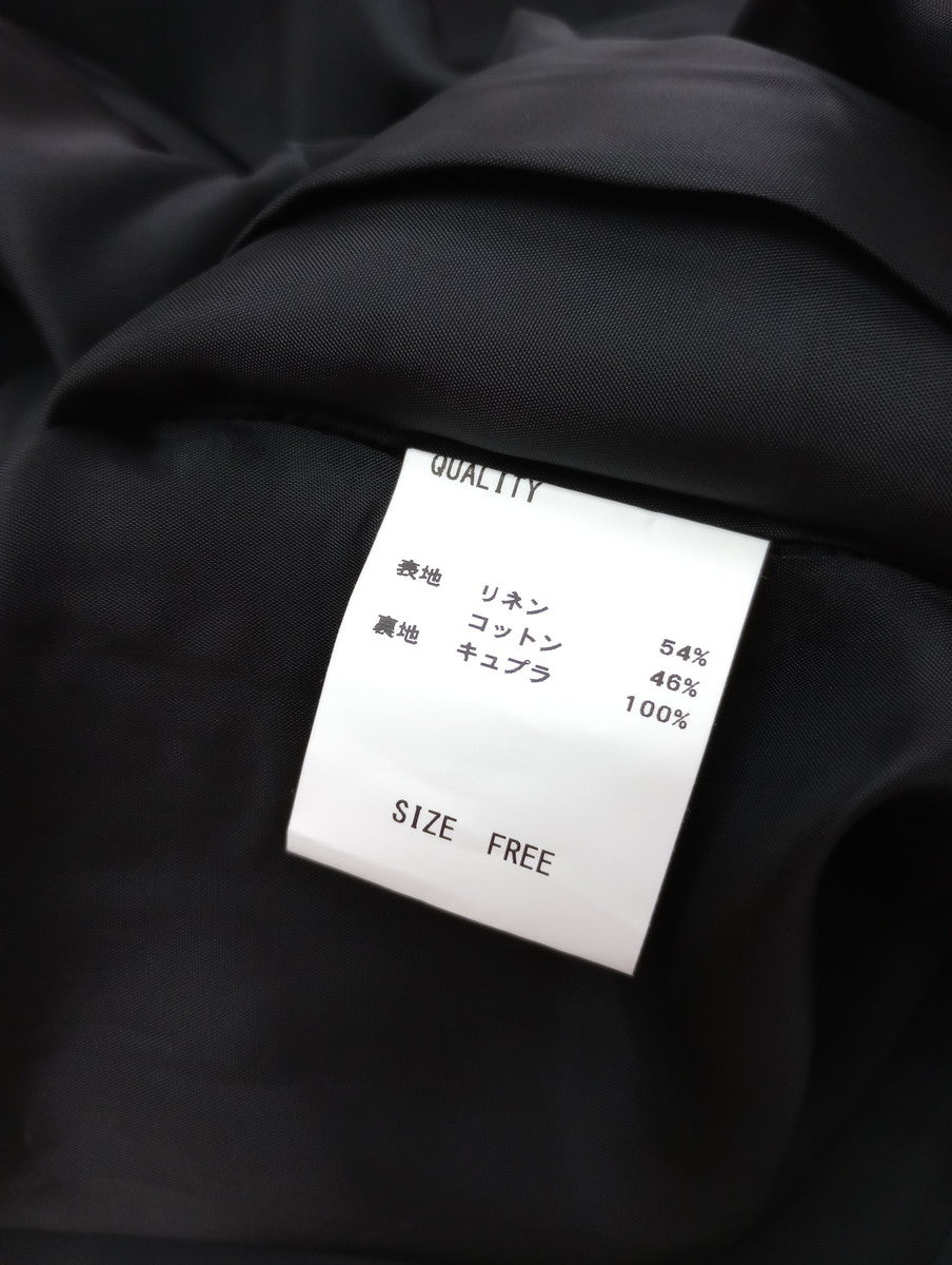 TENNE HANDCRAFTED MODERN テンハンドクラフテッドモダンリネン コットン ノースリーブ マーメイド ロング ドレス ワンピース 黒 ブラック 【中古】