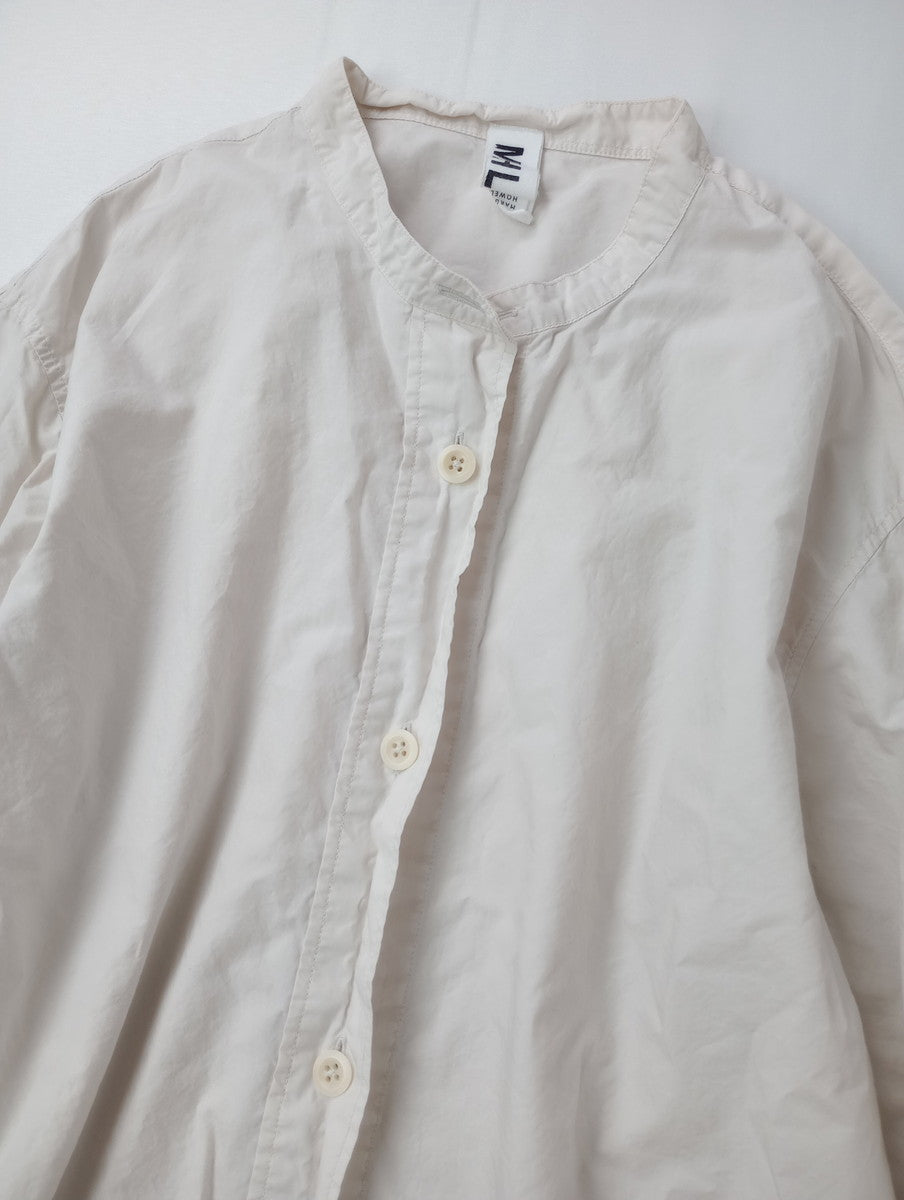 MHL.  エムエイチエル  マーガレットハウエル  COTTON RAMIE POPLIN SHIRT コットン ラミー ポプリン シャツ ブラウス 2  アイボリー 【中古】