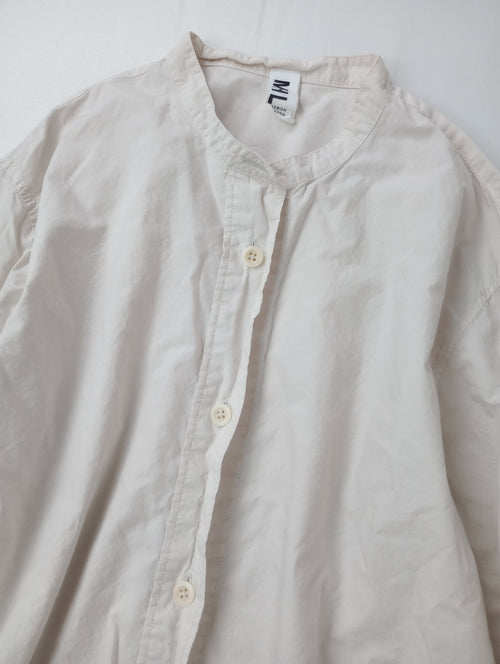 MHL.  エムエイチエル  マーガレットハウエル  COTTON RAMIE POPLIN SHIRT コットン ラミー ポプリン シャツ ブラウス 2  アイボリー 【中古】