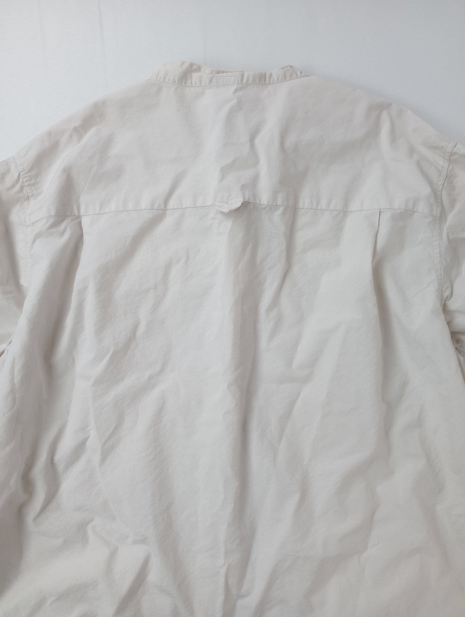 MHL.  エムエイチエル  マーガレットハウエル  COTTON RAMIE POPLIN SHIRT コットン ラミー ポプリン シャツ ブラウス 2  アイボリー 【中古】