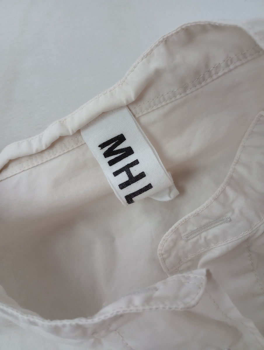 MHL.  エムエイチエル  マーガレットハウエル  COTTON RAMIE POPLIN SHIRT コットン ラミー ポプリン シャツ ブラウス 2  アイボリー 【中古】