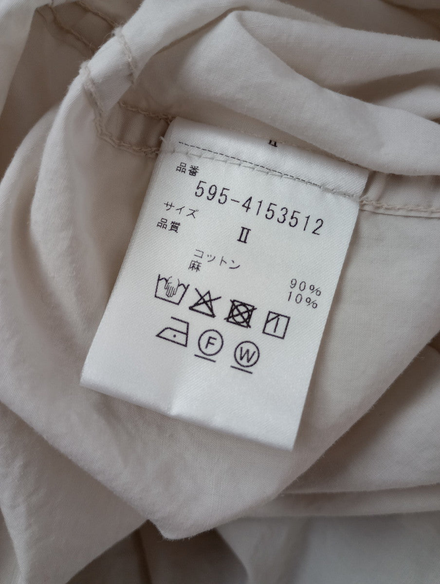MHL.  エムエイチエル  マーガレットハウエル  COTTON RAMIE POPLIN SHIRT コットン ラミー ポプリン シャツ ブラウス 2  アイボリー 【中古】