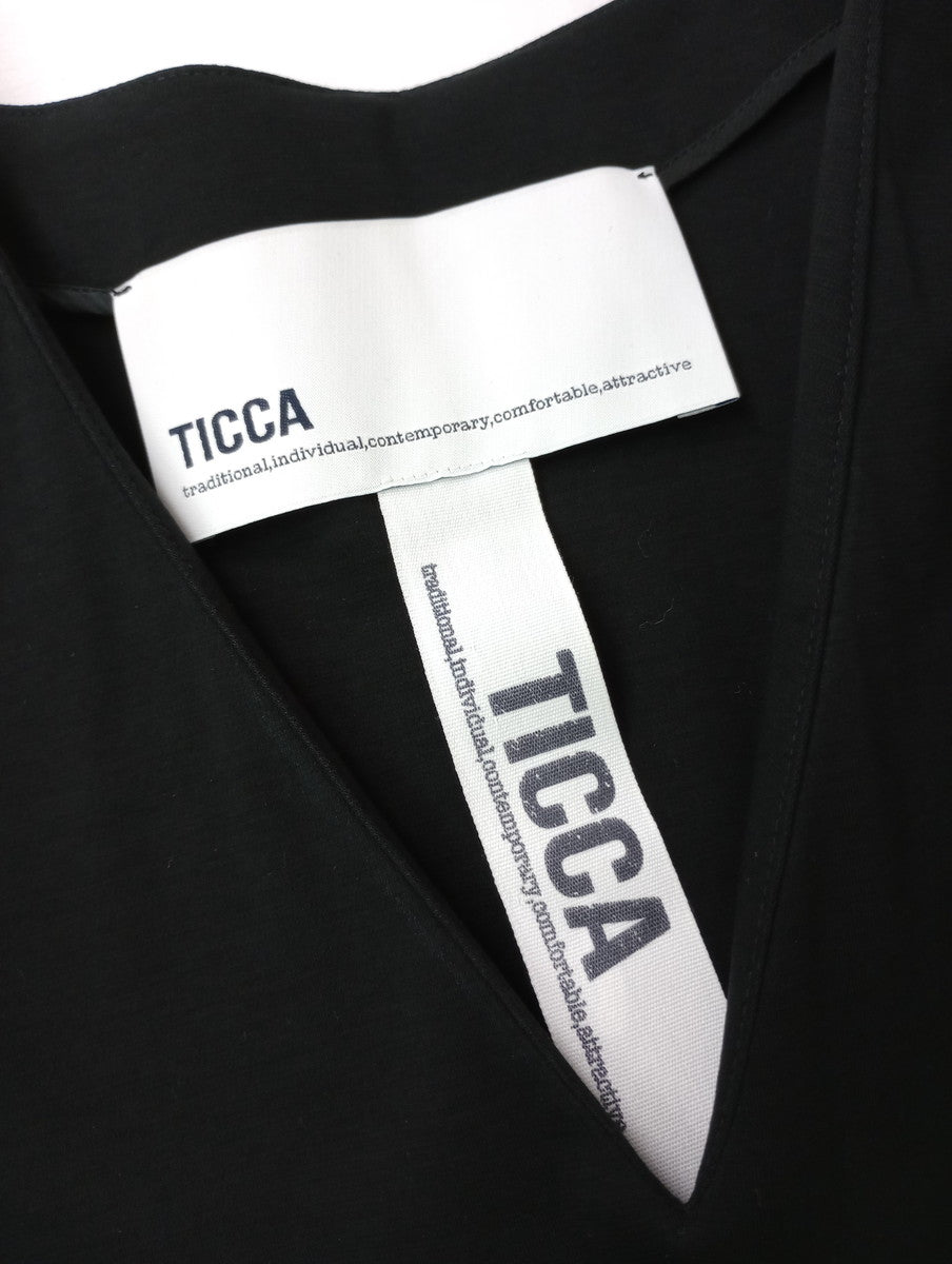 TICCA ティッカ スーピマ コットン  Vネック ボックス  ロング ワンピース 黒 ブラック 【中古】