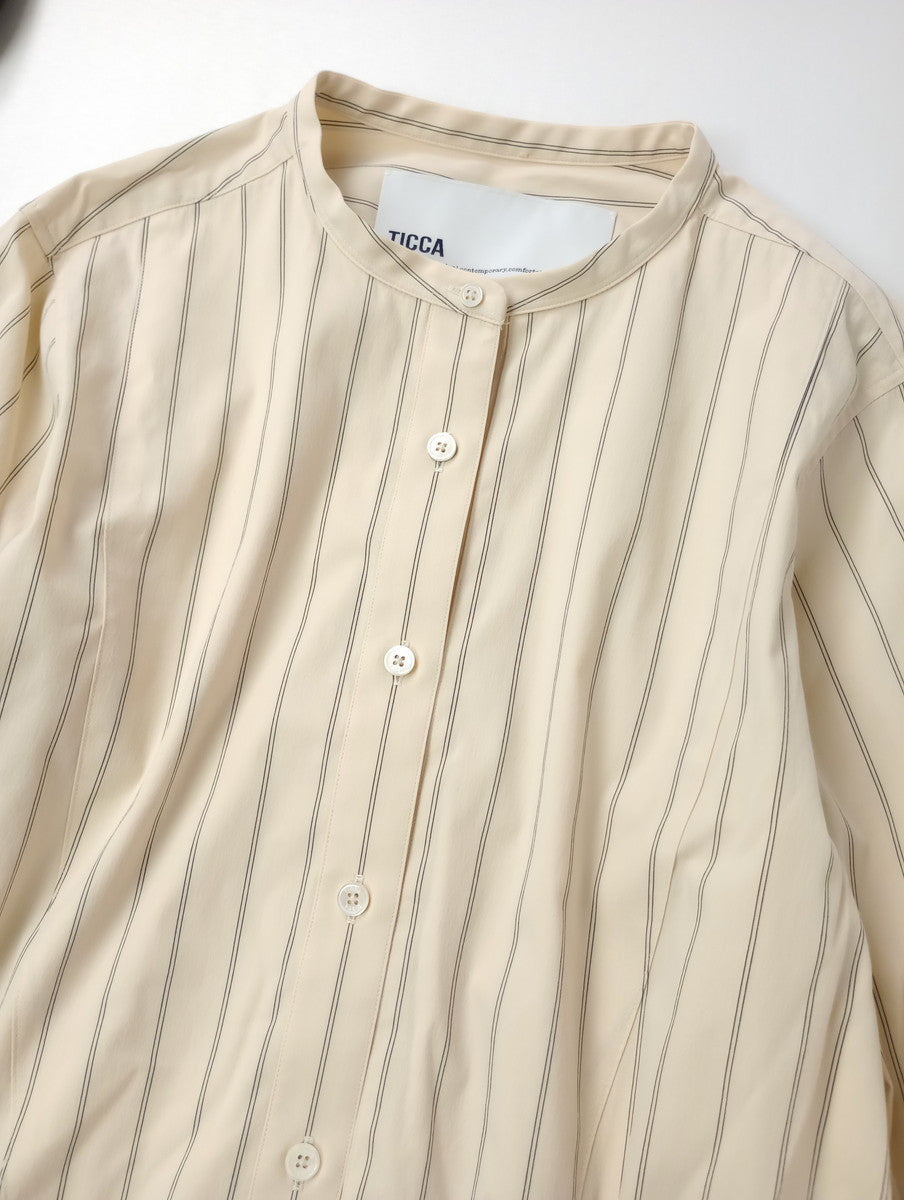 TICCA ティッカ ストライプ  スクエア ビッグシャツ  トップス アイボリー 2 【中古】