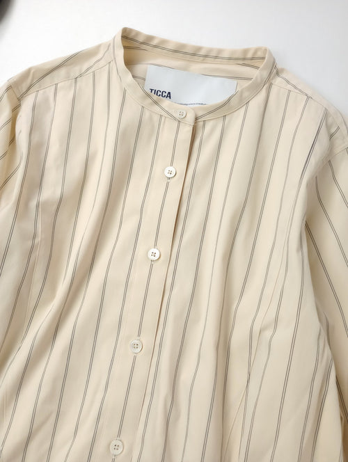 TICCA ティッカ ストライプ  スクエア ビッグシャツ  トップス アイボリー 2 【中古】