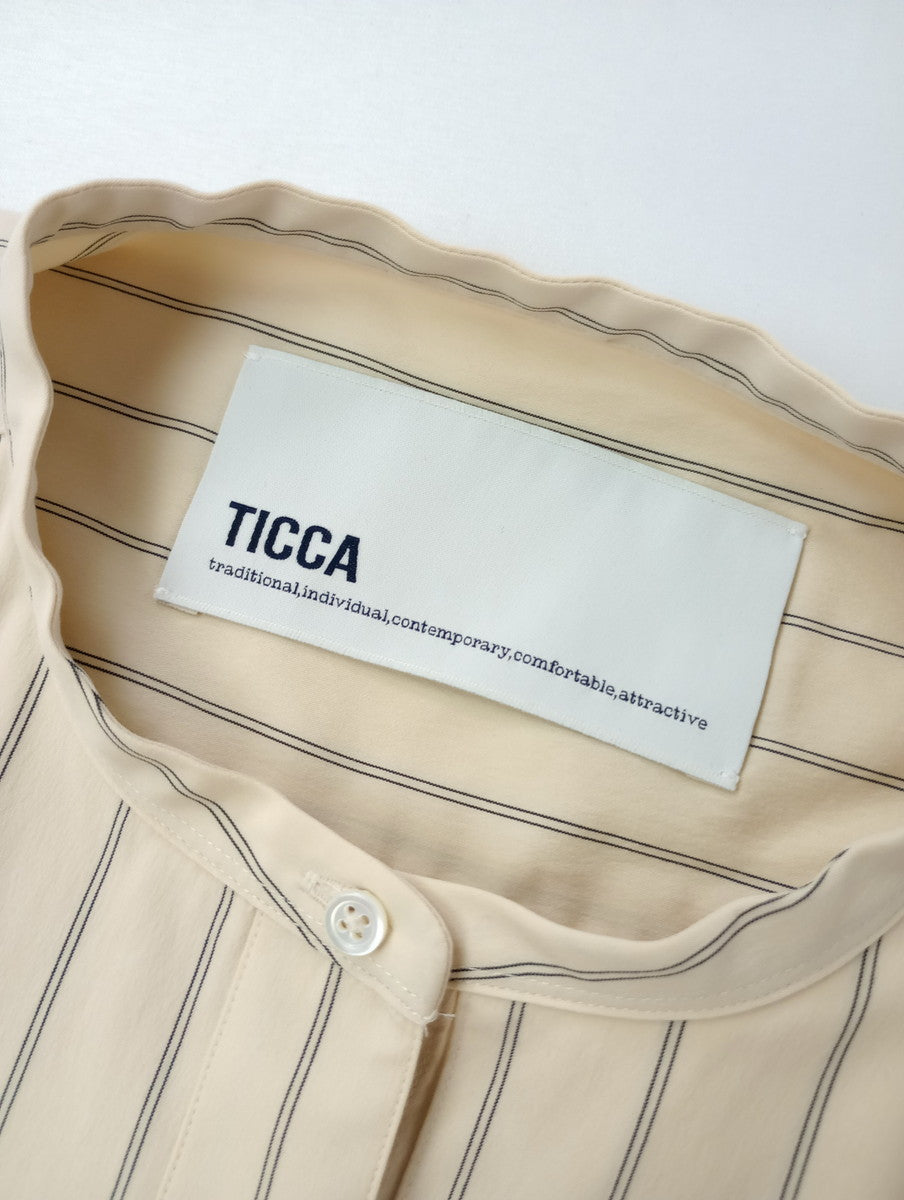 TICCA ティッカ ストライプ  スクエア ビッグシャツ  トップス アイボリー 2 【中古】