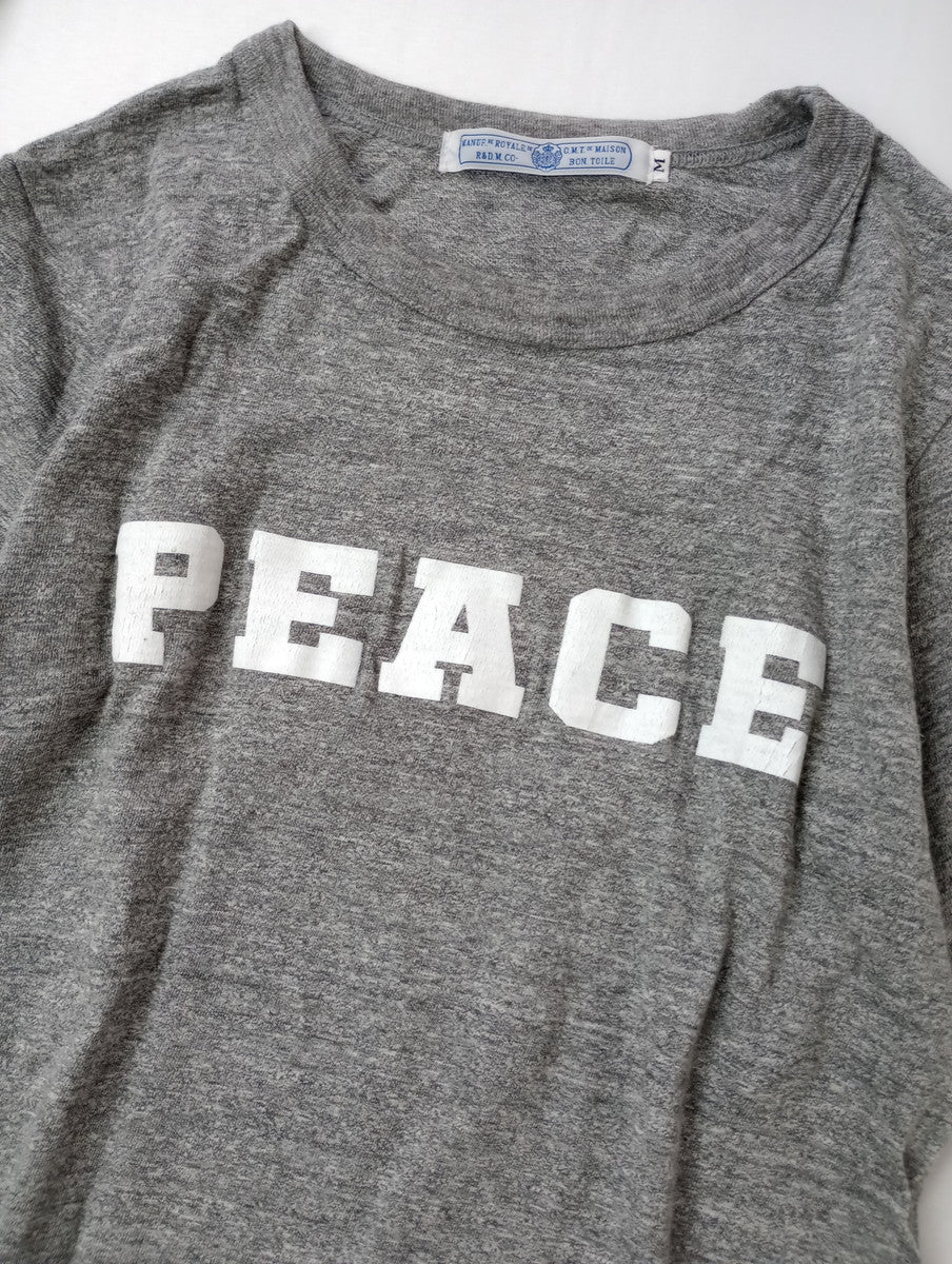 R&D.M.Co- オールドマンズテーラー PEACE Tシャツ 半袖  カットソー トップス グレー 【中古】