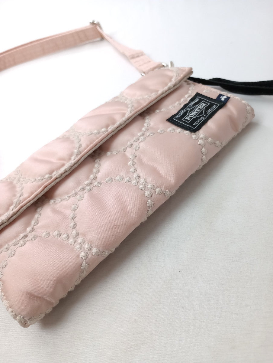 mina perhonen × PORTER ミナペルホネン ポーター tambourine    タンバリン ロング ウォレット  ショルダー バッグ ピンク 【中古】