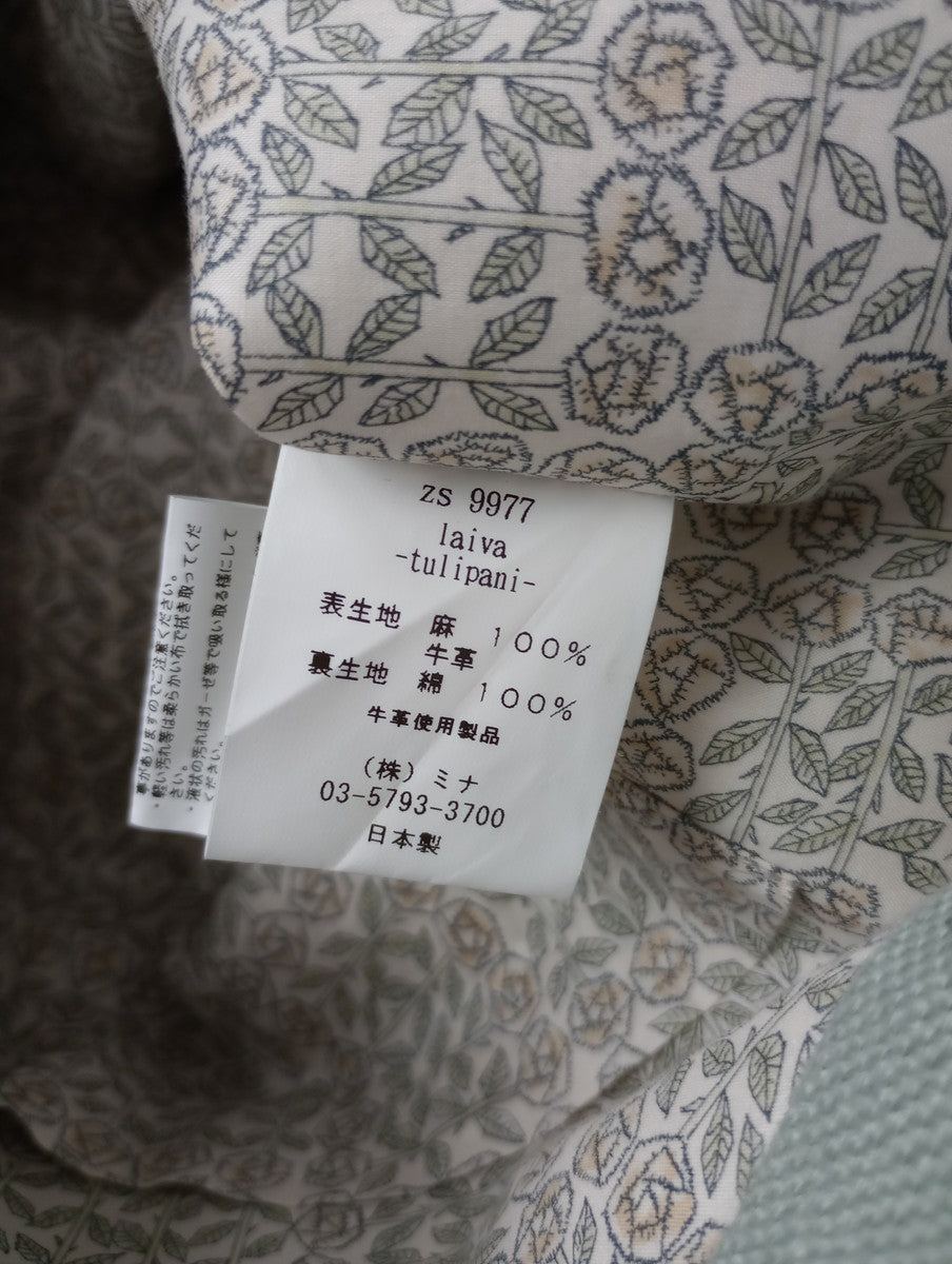 mina perhonen  ミナペルホネン laiva-tulipani バッグ ライヴァ レザー ハンドル  ブルー 【中古】