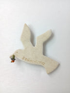 HENRY CUIR アンリークイール 鳥 モチーフ レザーブローチ  アイボリー 【中古】