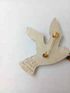 HENRY CUIR アンリークイール 鳥 モチーフ レザーブローチ  アイボリー 【中古】