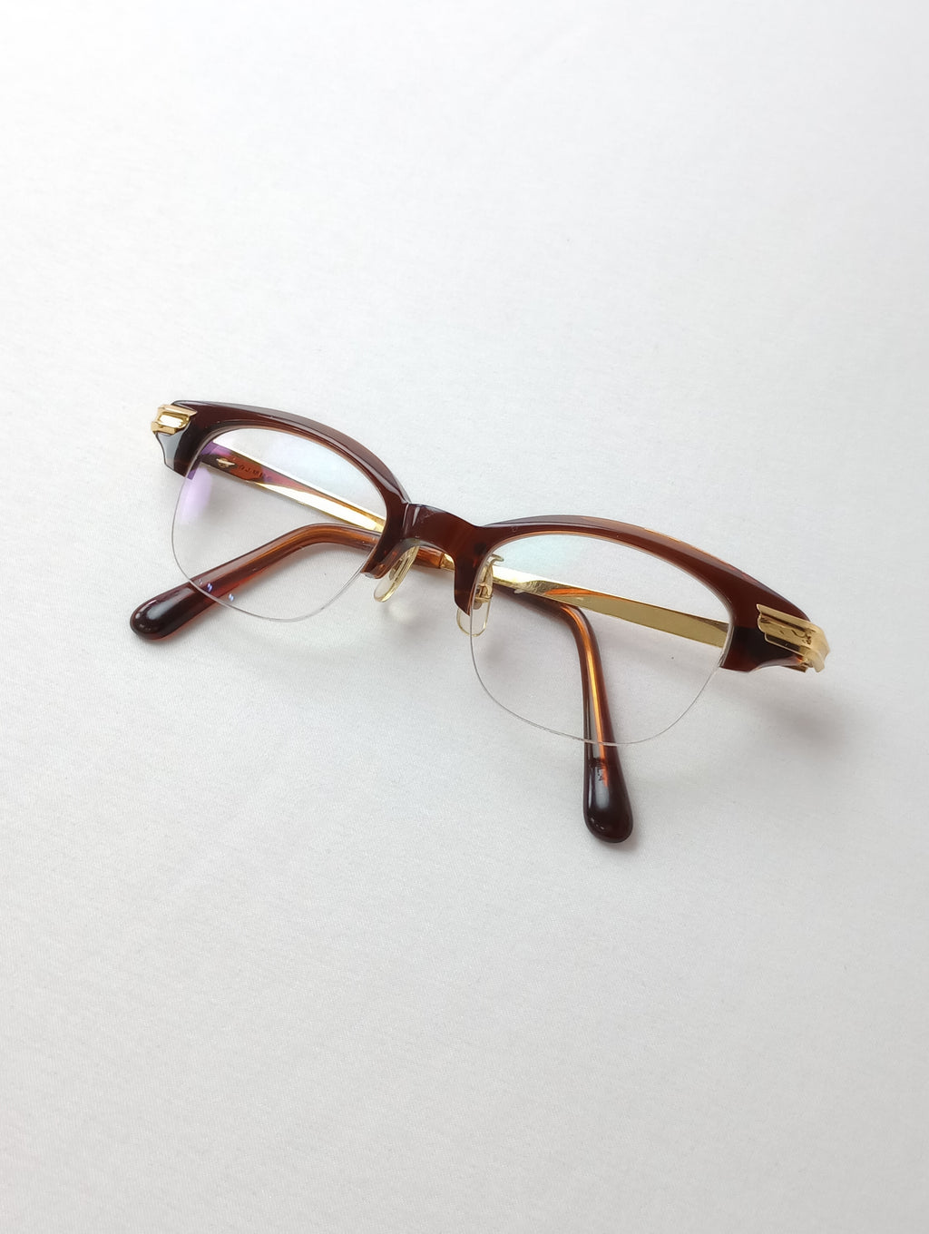 白山眼鏡店 LINDY ARM リンディアーム A1 べっ甲 ブラウン メガネ フレーム  眼鏡【中古】