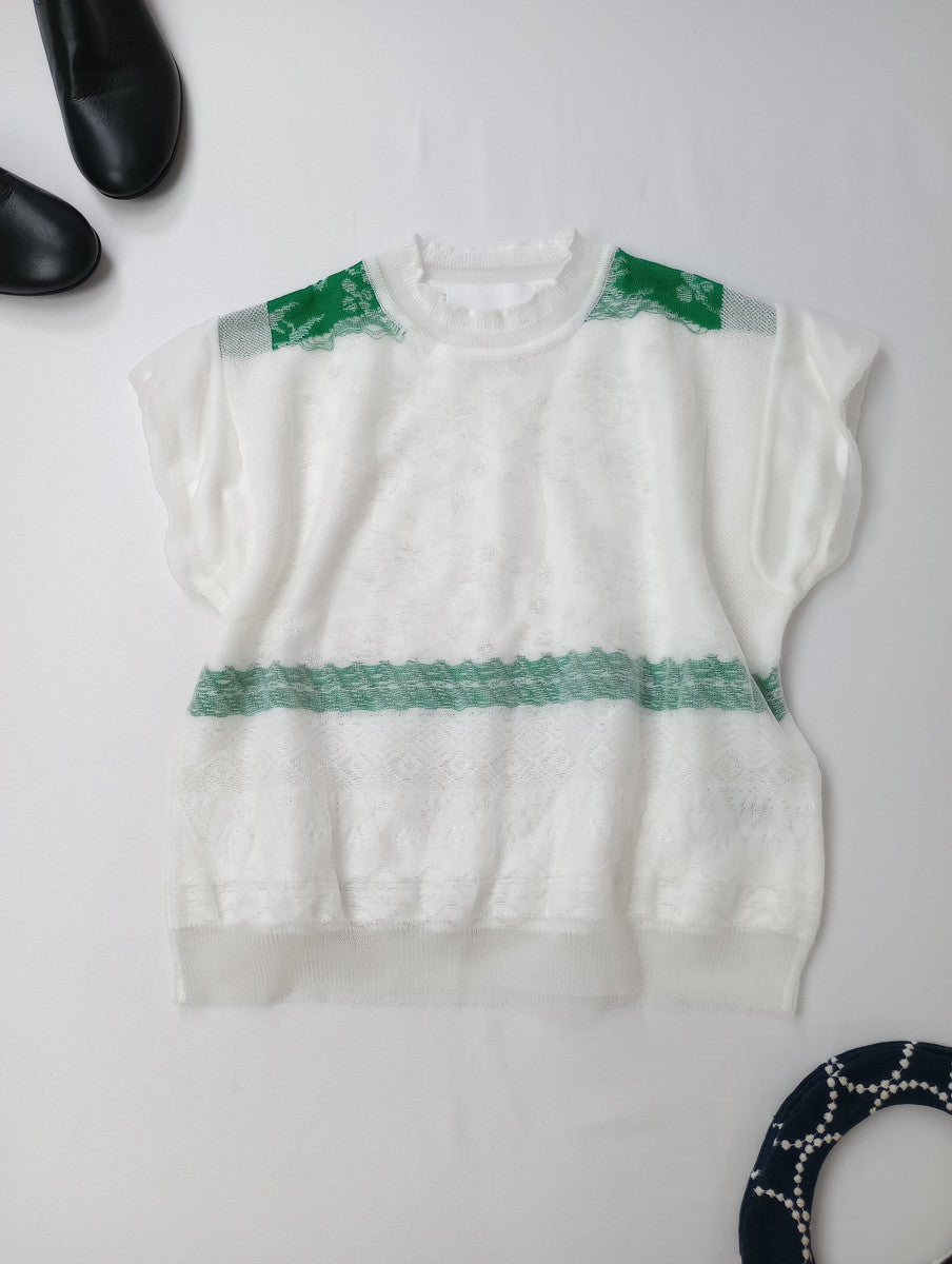 Mame Kurogouchi マメ クロゴウチ Cocoon Layered Knit Tops コクーンレイヤードニット トップス 2  白【中古】