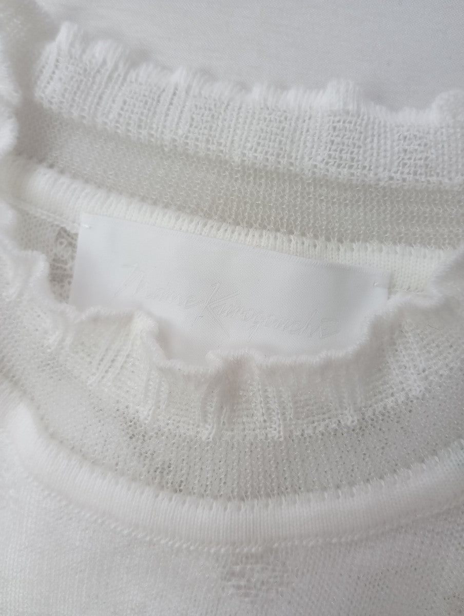 Mame Kurogouchi マメ クロゴウチ Cocoon Layered Knit Tops コクーンレイヤードニット トップス 2  白【中古】