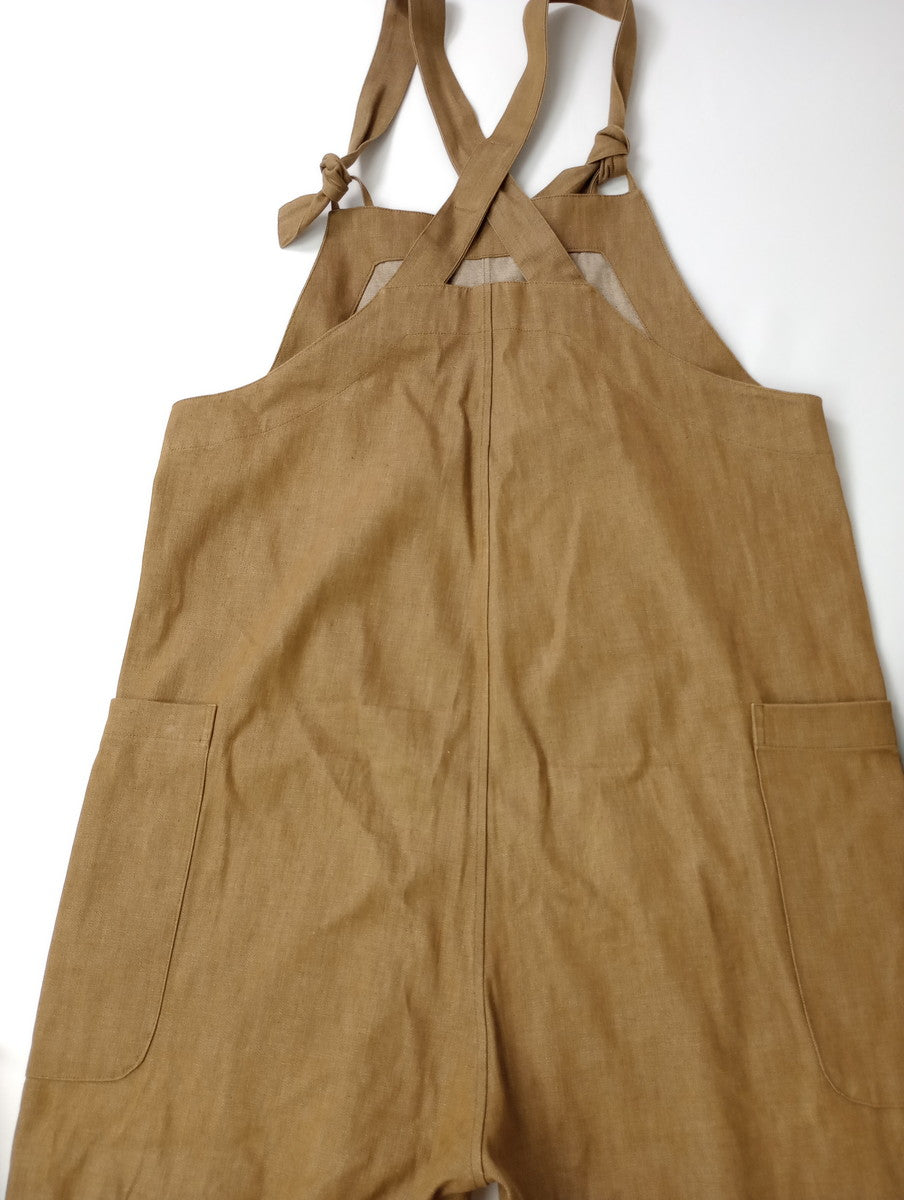 atelier naruse アトリエナルセ cotton farmers salopette pants コットン綿 100％ ファーマーズ サロペット パンツ オールインワン ベージュブラウン F【中古】