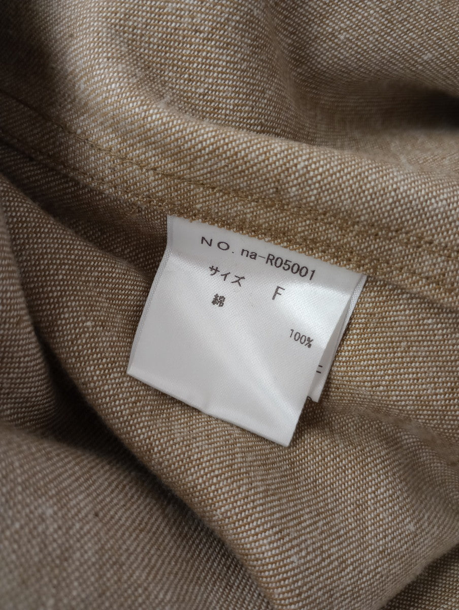 atelier naruse アトリエナルセ cotton farmers salopette pants コットン綿 100％ ファーマーズ サロペット パンツ オールインワン ベージュブラウン F【中古】