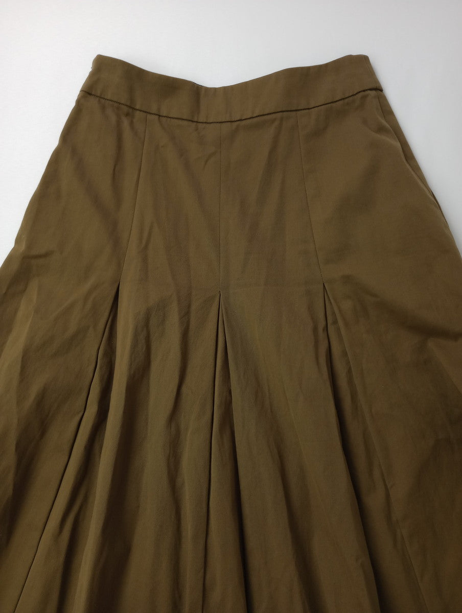 MARGARET HOWELL マーガレット・ハウエル HIGH DENSE COTTON TWILL SKIRT コットン 綿 100％ ツイル スカート カーキ 2 【中古】