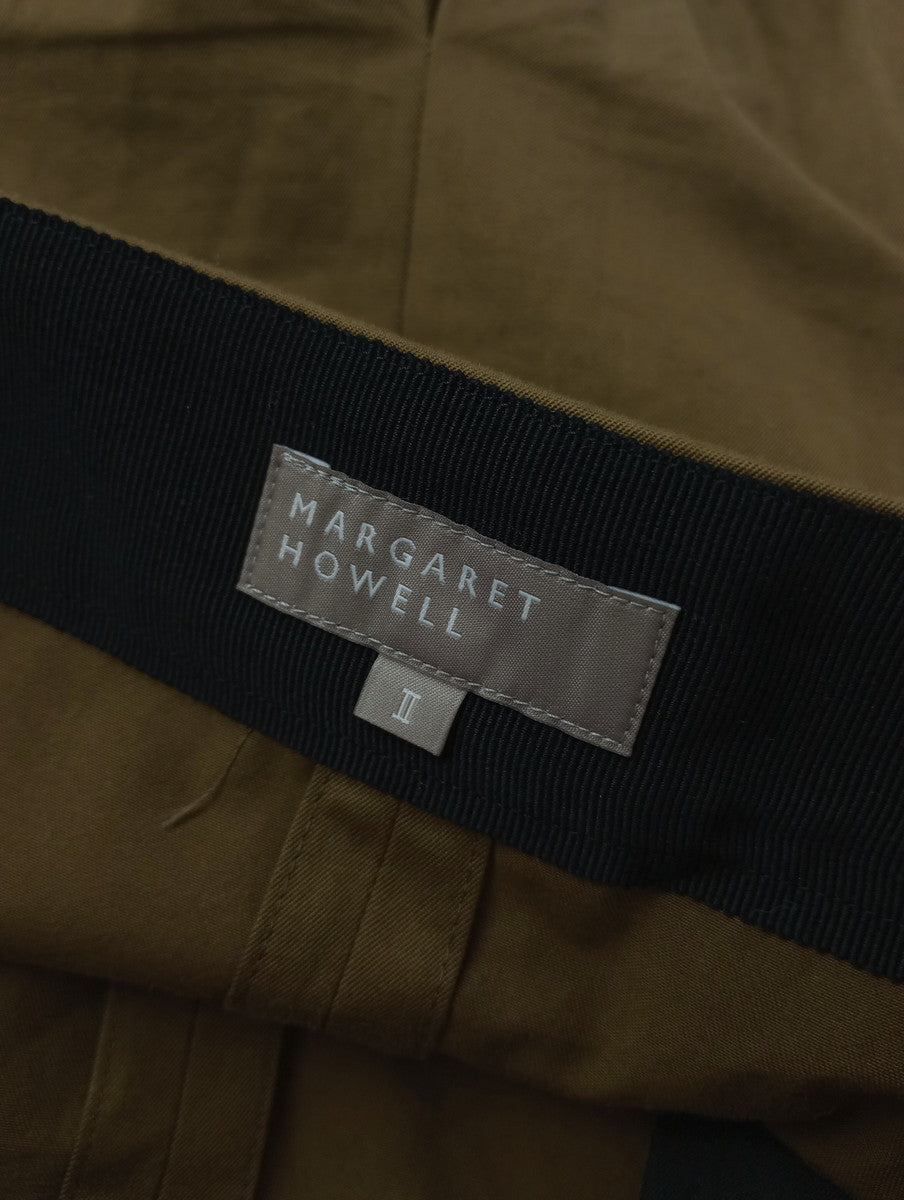 MARGARET HOWELL マーガレット・ハウエル HIGH DENSE COTTON TWILL SKIRT コットン 綿 100％ ツイル スカート カーキ 2 【中古】