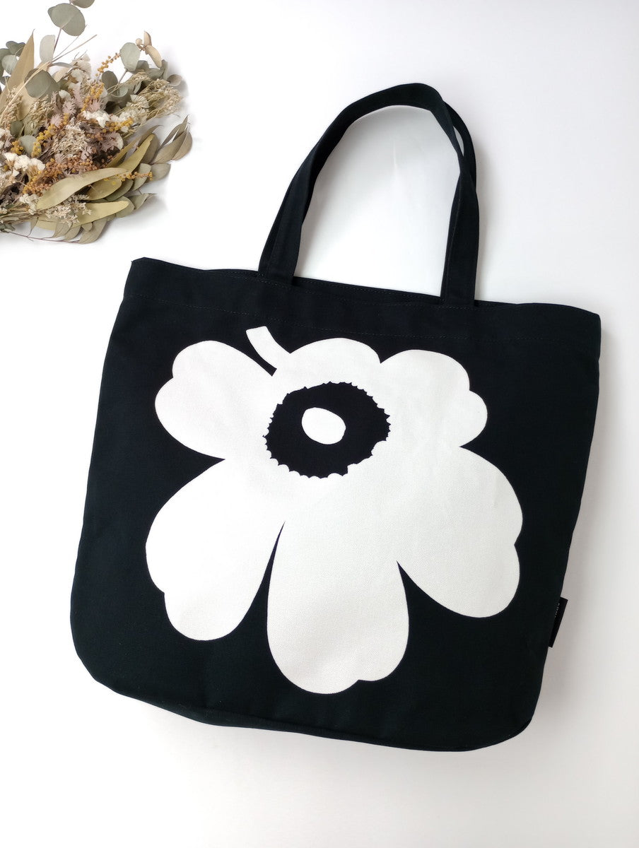 marimekko マリメッコ Unikko Torna Wx トートバッグ ウニッコ 花柄  白黒 【中古】