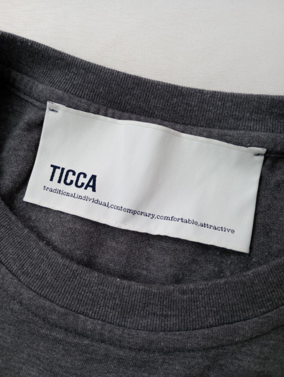 TICCA ティッカ エンブロイダリー ワンポイント 刺繍 フレンチTシャツ グレー ピンク (18M＋3400) 【中古】