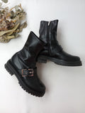 Sergio Rossi セルジオロッシ sr Urban Prince バックル付き レザー ブーツ サイドジップ 黒 ブラック  37 【中古】