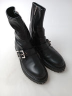 Sergio Rossi セルジオロッシ sr Urban Prince バックル付き レザー ブーツ サイドジップ 黒 ブラック  37 【中古】