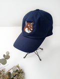 MAISON KITSUNE メゾンキツネ 刺繍 キャップ  ネイビー 【中古】