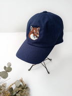 MAISON KITSUNE メゾンキツネ 刺繍 キャップ  ネイビー 【中古】
