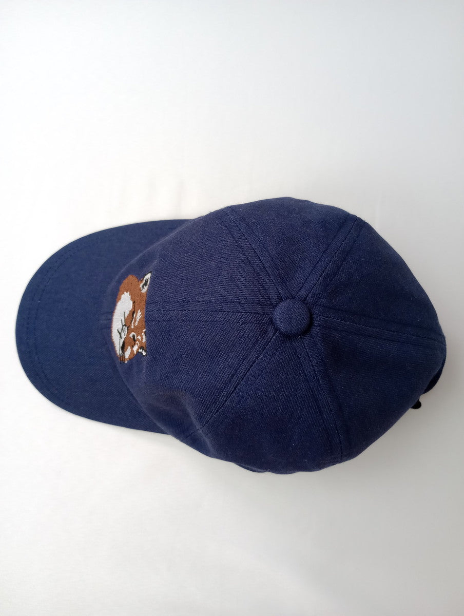MAISON KITSUNE メゾンキツネ 刺繍 キャップ  ネイビー 【中古】