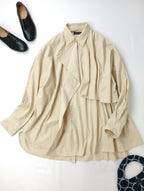 Maison Special メゾンスペシャル Asymmetrical drape shirt アシンメトリーストライプ ドレープシャツ ブラウス 長袖 トップス イエロー 黄色 【中古】
