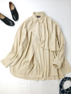 Maison Special メゾンスペシャル Asymmetrical drape shirt アシンメトリーストライプ ドレープシャツ ブラウス 長袖 トップス イエロー 黄色 【中古】