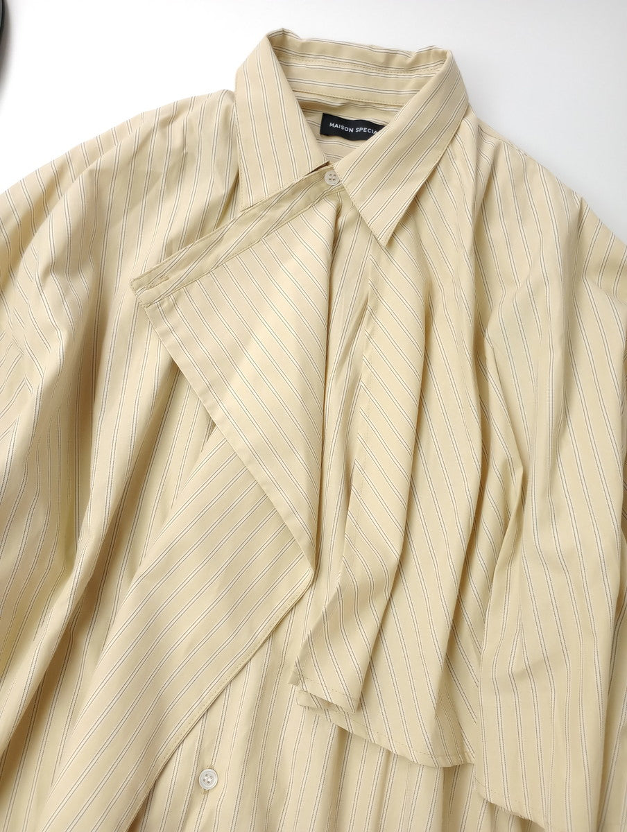 Maison Special メゾンスペシャル Asymmetrical drape shirt アシンメトリーストライプ ドレープシャツ ブラウス 長袖 トップス イエロー 黄色 【中古】