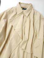 Maison Special メゾンスペシャル Asymmetrical drape shirt アシンメトリーストライプ ドレープシャツ ブラウス 長袖 トップス イエロー 黄色 【中古】