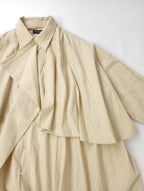 Maison Special メゾンスペシャル Asymmetrical drape shirt アシンメトリーストライプ ドレープシャツ ブラウス 長袖 トップス イエロー 黄色 【中古】