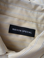 Maison Special メゾンスペシャル Asymmetrical drape shirt アシンメトリーストライプ ドレープシャツ ブラウス 長袖 トップス イエロー 黄色 【中古】