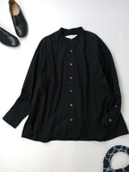 TICCA ティッカ COLLARLESS SQUARE BIG SHIRT ノーカラースクエアビッグシャツ 長袖 トップス 黒 ブラック【中古】