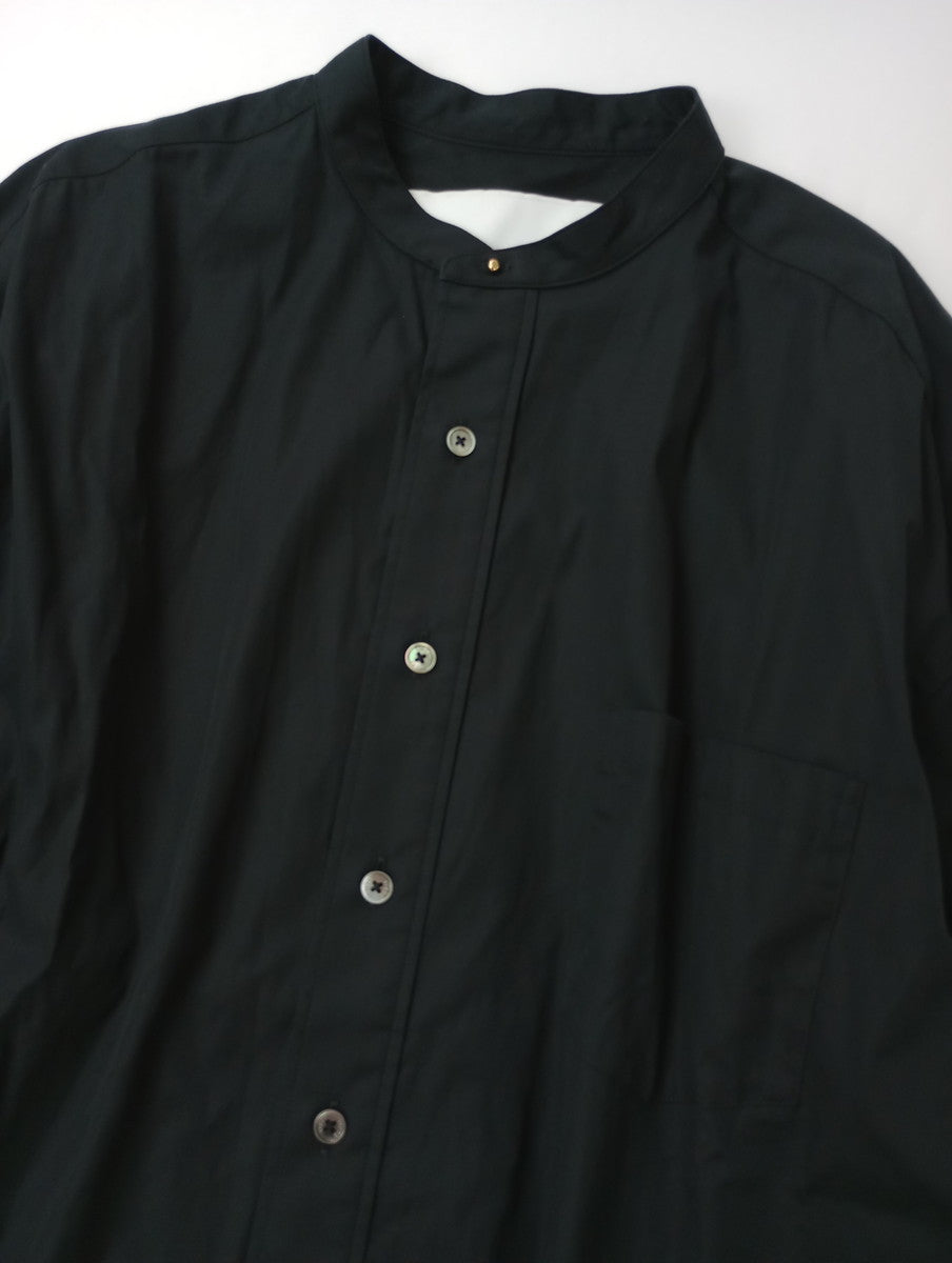 TICCA ティッカ COLLARLESS SQUARE BIG SHIRT ノーカラースクエアビッグシャツ 長袖 トップス 黒 ブラック【中古】