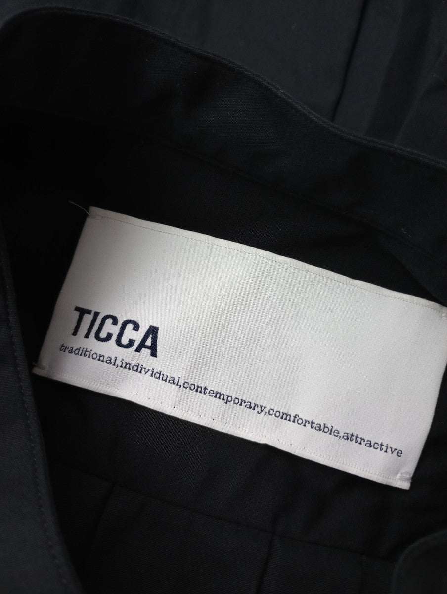 TICCA ティッカ COLLARLESS SQUARE BIG SHIRT ノーカラースクエアビッグシャツ 長袖 トップス 黒 ブラック【中古】
