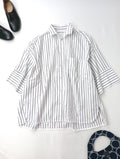 TICCA ティッカ SQUARE BIG SHIRT ストライプ スクエアビッグシャツ トップス 半袖  白 F 【中古】