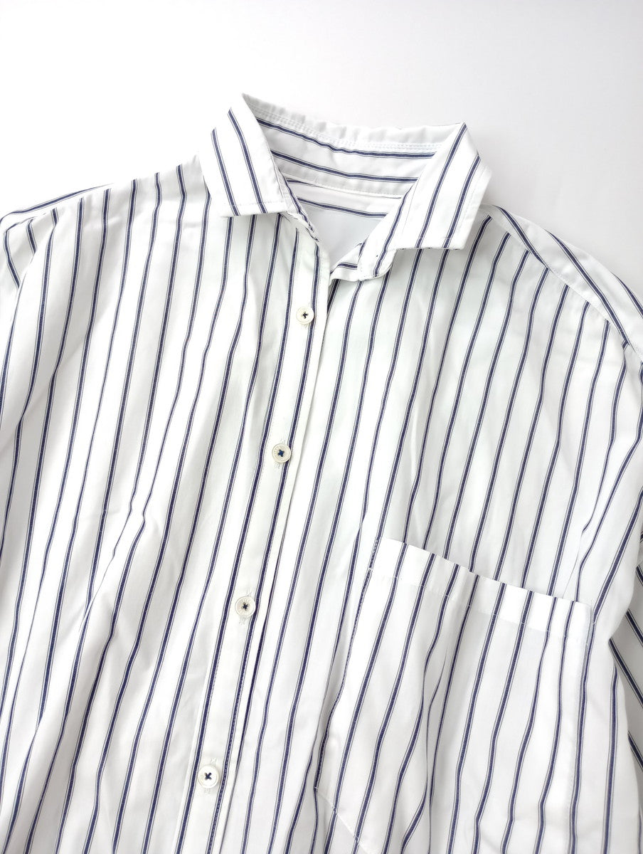 TICCA ティッカ SQUARE BIG SHIRT ストライプ スクエアビッグシャツ トップス 半袖  白 F 【中古】
