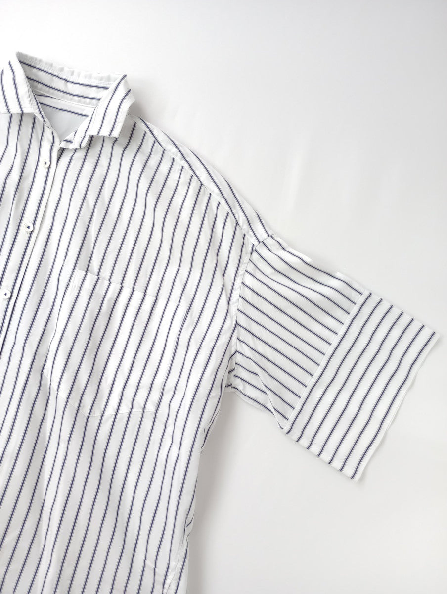 TICCA ティッカ SQUARE BIG SHIRT ストライプ スクエアビッグシャツ トップス 半袖  白 F 【中古】