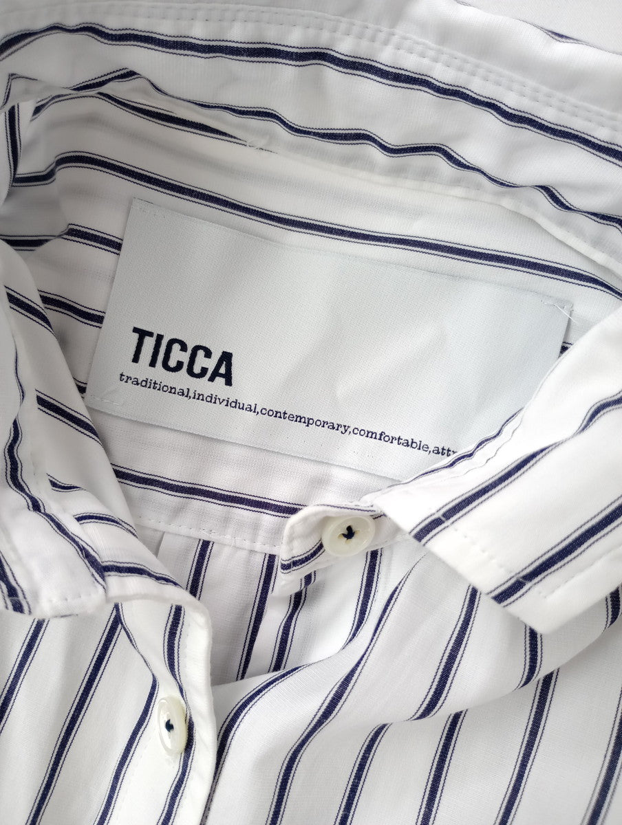 TICCA ティッカ SQUARE BIG SHIRT ストライプ スクエアビッグシャツ トップス 半袖  白 F 【中古】