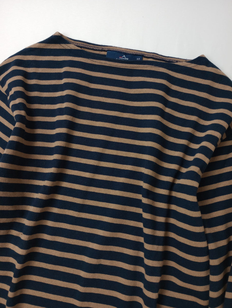 SAINT JAMES セントジェームス ボーダー バスクシャツ 長袖 トップス  ベージュ ネイビー USA 40  【中古】