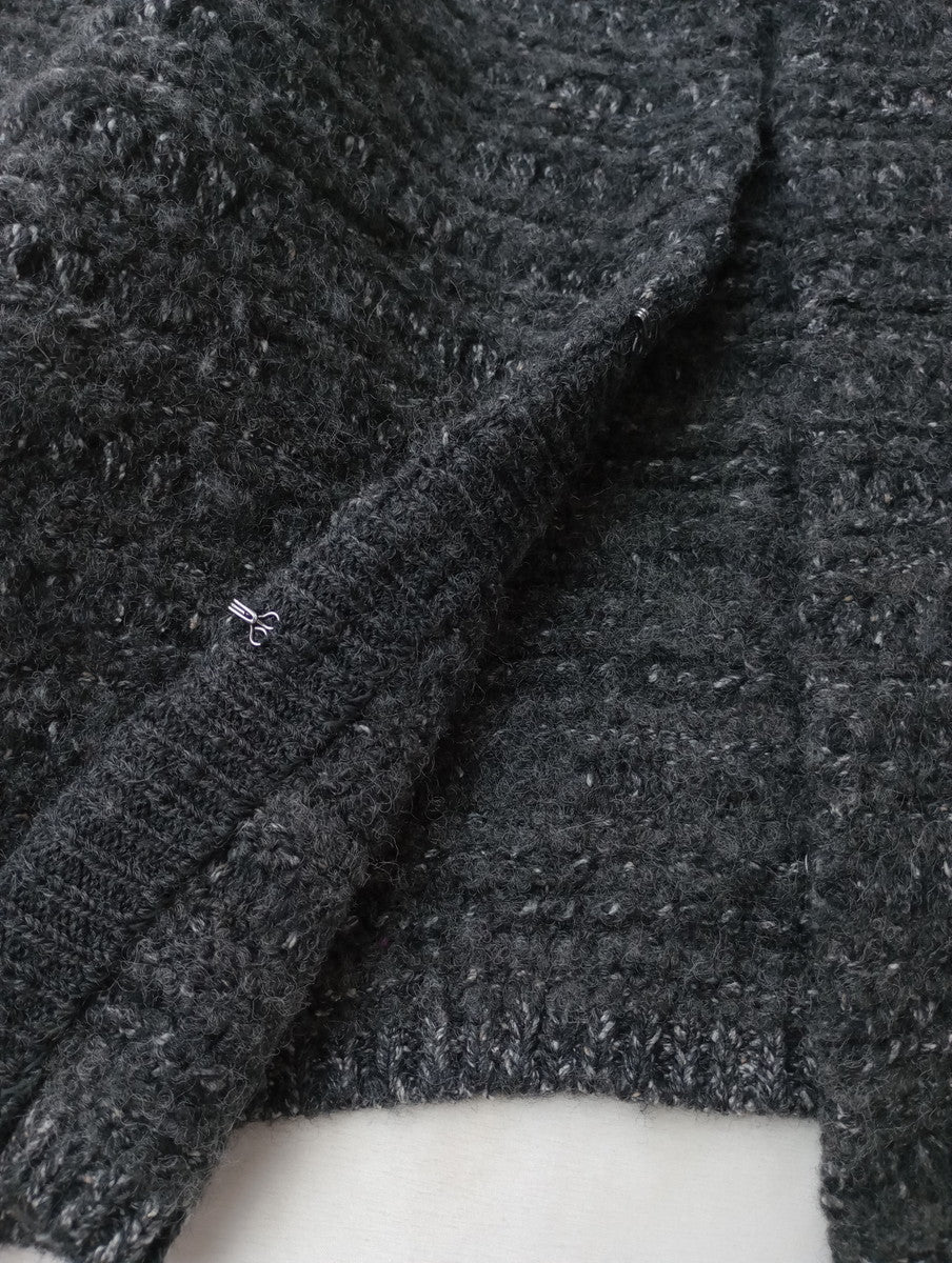 BATONER バトナー TWEEDY CREW NECK CARDIGAN ニットカーディガン グレー 2  【中古】